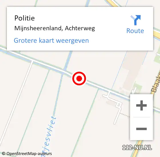 Locatie op kaart van de 112 melding: Politie Mijnsheerenland, Achterweg op 20 januari 2019 11:26