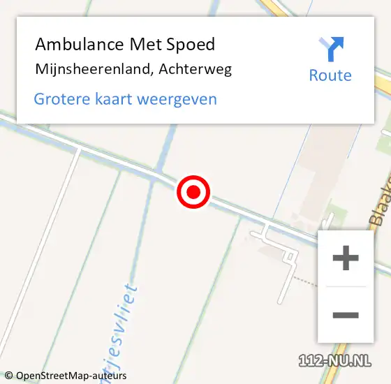 Locatie op kaart van de 112 melding: Ambulance Met Spoed Naar Mijnsheerenland, Achterweg op 20 januari 2019 11:27