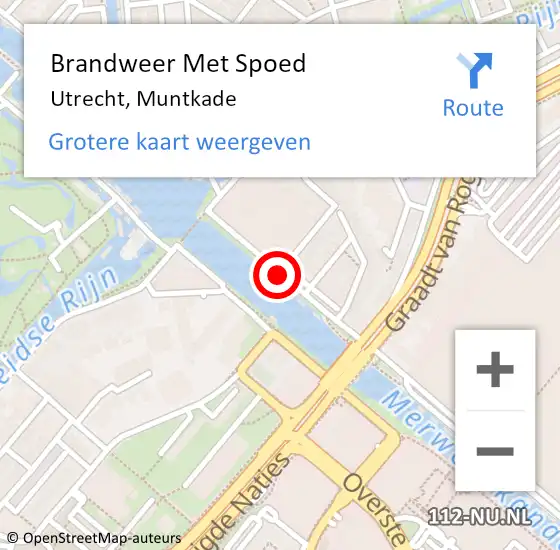 Locatie op kaart van de 112 melding: Brandweer Met Spoed Naar Utrecht, Muntkade op 20 januari 2019 12:20