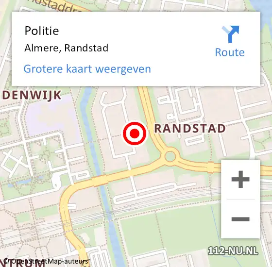 Locatie op kaart van de 112 melding: Politie Almere, Randstad op 20 januari 2019 12:30