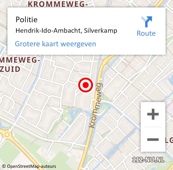 Locatie op kaart van de 112 melding: Politie Hendrik-Ido-Ambacht, Silverkamp op 20 januari 2019 12:54