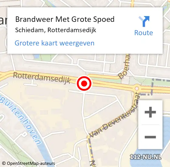 Locatie op kaart van de 112 melding: Brandweer Met Grote Spoed Naar Schiedam, Rotterdamsedijk op 20 januari 2019 13:04