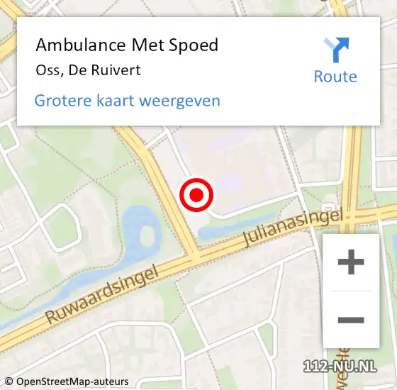 Locatie op kaart van de 112 melding: Ambulance Met Spoed Naar Oss, De Ruivert op 20 januari 2019 13:04