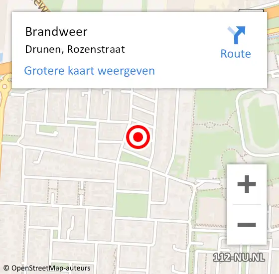 Locatie op kaart van de 112 melding: Brandweer Drunen, Rozenstraat op 20 januari 2019 13:21