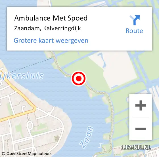 Locatie op kaart van de 112 melding: Ambulance Met Spoed Naar Zaandam, Kalverringdijk op 20 januari 2019 13:26