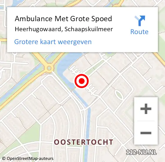 Locatie op kaart van de 112 melding: Ambulance Met Grote Spoed Naar Heerhugowaard, Schaapskuilmeer op 20 januari 2019 13:28