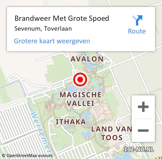 Locatie op kaart van de 112 melding: Brandweer Met Grote Spoed Naar Sevenum, Toverlaan op 20 januari 2019 13:30