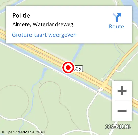 Locatie op kaart van de 112 melding: Politie Almere, Waterlandseweg op 20 januari 2019 13:35
