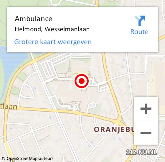 Locatie op kaart van de 112 melding: Ambulance Helmond, Wesselmanlaan op 20 januari 2019 13:36