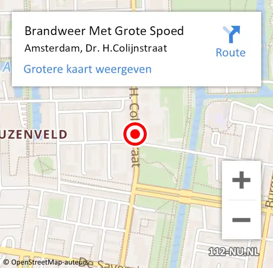 Locatie op kaart van de 112 melding: Brandweer Met Grote Spoed Naar Amsterdam, Dr. H.Colijnstraat op 20 januari 2019 13:52