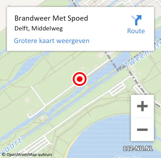 Locatie op kaart van de 112 melding: Brandweer Met Spoed Naar Delft, Middelweg op 20 januari 2019 13:54