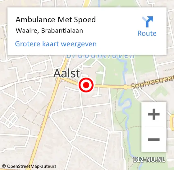 Locatie op kaart van de 112 melding: Ambulance Met Spoed Naar Waalre, Brabantialaan op 20 januari 2019 13:57