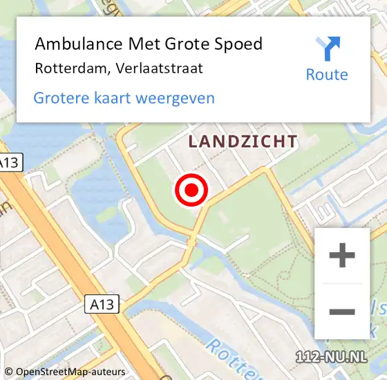 Locatie op kaart van de 112 melding: Ambulance Met Grote Spoed Naar Rotterdam, Verlaatstraat op 20 januari 2019 14:34