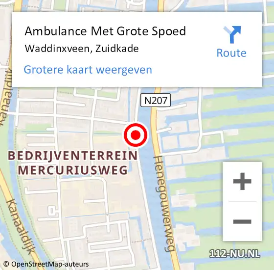 Locatie op kaart van de 112 melding: Ambulance Met Grote Spoed Naar Waddinxveen, Zuidkade op 20 januari 2019 14:53