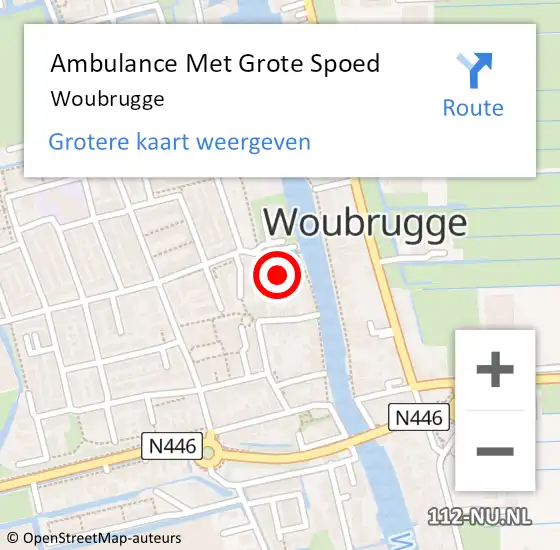 Locatie op kaart van de 112 melding: Ambulance Met Grote Spoed Naar Woubrugge op 20 januari 2019 16:14