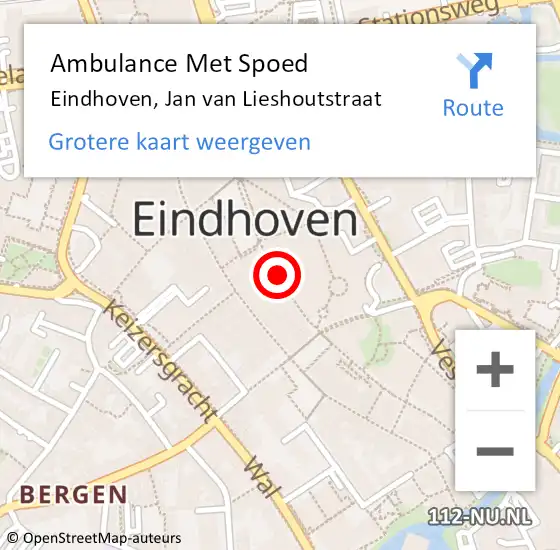 Locatie op kaart van de 112 melding: Ambulance Met Spoed Naar Eindhoven, Jan van Lieshoutstraat op 20 januari 2019 19:40