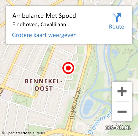 Locatie op kaart van de 112 melding: Ambulance Met Spoed Naar Eindhoven, Cavallilaan op 20 januari 2019 20:13