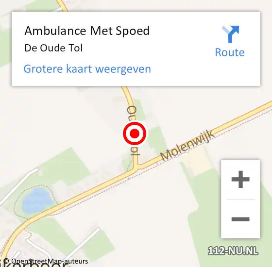 Locatie op kaart van de 112 melding: Ambulance Met Spoed Naar De Oude Tol op 20 januari 2019 20:18