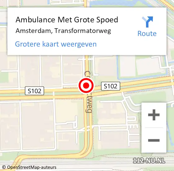 Locatie op kaart van de 112 melding: Ambulance Met Grote Spoed Naar Amsterdam, Transformatorweg op 20 januari 2019 20:26