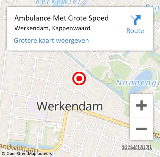 Locatie op kaart van de 112 melding: Ambulance Met Grote Spoed Naar Werkendam, Kappenwaard op 21 januari 2019 06:24