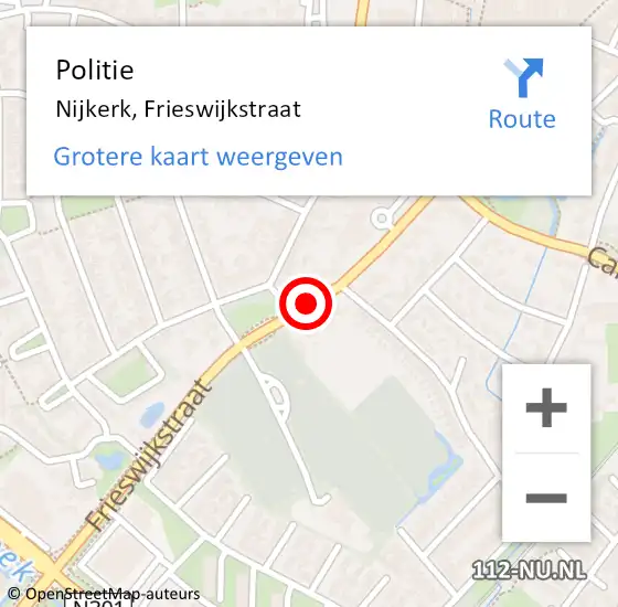 Locatie op kaart van de 112 melding: Politie Nijkerk, Frieswijkstraat op 21 januari 2019 06:35