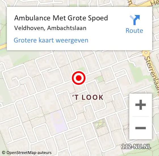 Locatie op kaart van de 112 melding: Ambulance Met Grote Spoed Naar Veldhoven, Ambachtslaan op 21 januari 2019 10:41