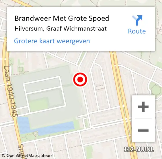 Locatie op kaart van de 112 melding: Brandweer Met Grote Spoed Naar Hilversum, Graaf Wichmanstraat op 21 januari 2019 11:59