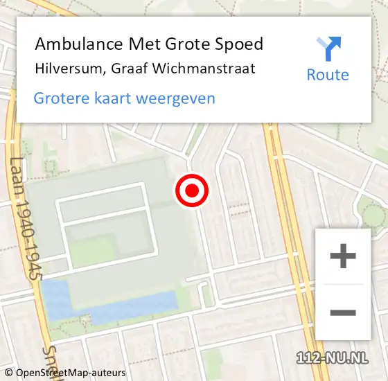 Locatie op kaart van de 112 melding: Ambulance Met Grote Spoed Naar Hilversum, Graaf Wichmanstraat op 21 januari 2019 12:00