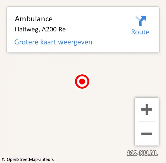 Locatie op kaart van de 112 melding: Ambulance Halfweg, A200 Re op 21 januari 2019 12:40