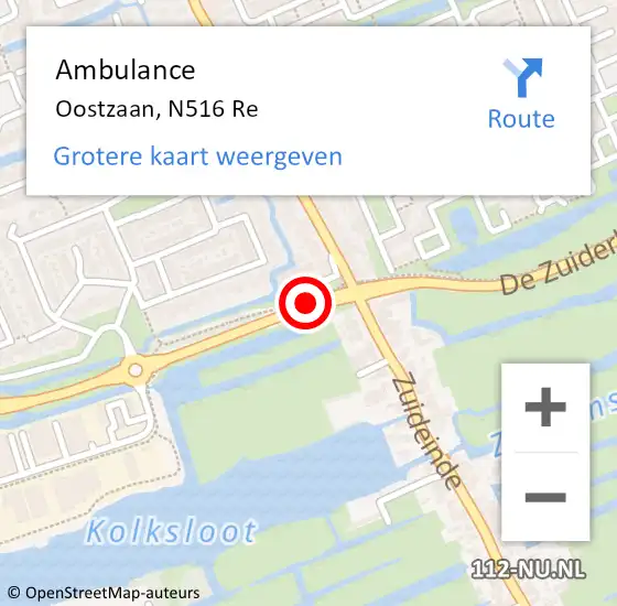 Locatie op kaart van de 112 melding: Ambulance Oostzaan, N516 Re op 21 januari 2019 14:25