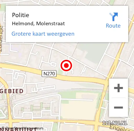 Locatie op kaart van de 112 melding: Politie Helmond, Molenstraat op 21 januari 2019 15:22