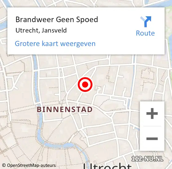 Locatie op kaart van de 112 melding: Brandweer Geen Spoed Naar Utrecht, Jansveld op 21 januari 2019 16:17