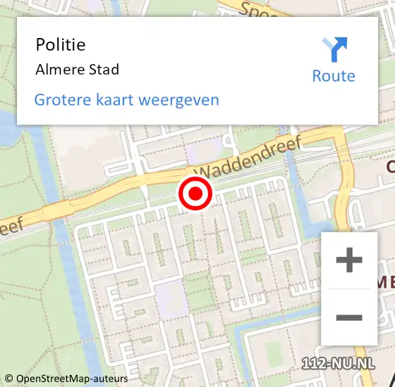 Locatie op kaart van de 112 melding: Politie Almere Stad op 21 januari 2019 16:18