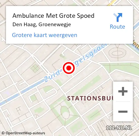 Locatie op kaart van de 112 melding: Ambulance Met Grote Spoed Naar Den Haag, Groenewegje op 21 januari 2019 17:36