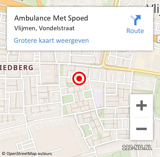 Locatie op kaart van de 112 melding: Ambulance Met Spoed Naar Vlijmen, Vondelstraat op 21 januari 2019 20:28