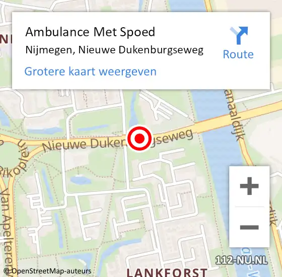 Locatie op kaart van de 112 melding: Ambulance Met Spoed Naar Nijmegen, Nieuwe Dukenburgseweg op 21 januari 2019 20:29