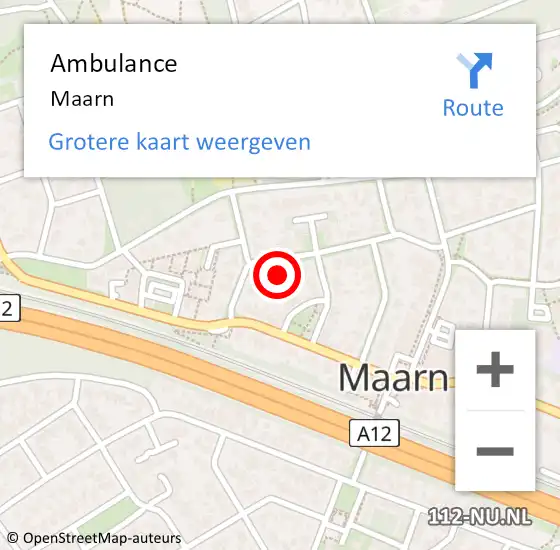 Locatie op kaart van de 112 melding: Ambulance Maarn op 21 januari 2019 20:42
