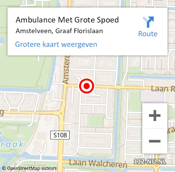 Locatie op kaart van de 112 melding: Ambulance Met Grote Spoed Naar Amstelveen, Graaf Florislaan op 21 januari 2019 21:00