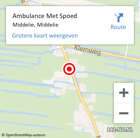 Locatie op kaart van de 112 melding: Ambulance Met Spoed Naar Middelie, Middelie op 22 januari 2019 04:27