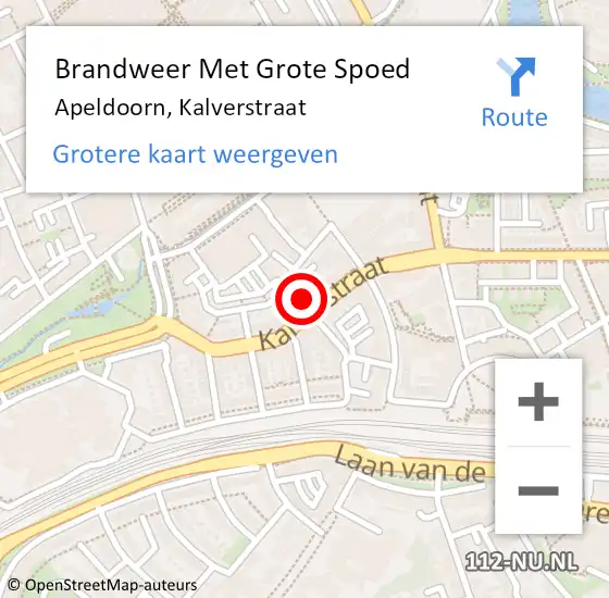 Locatie op kaart van de 112 melding: Brandweer Met Grote Spoed Naar Apeldoorn, Kalverstraat op 22 januari 2019 06:50