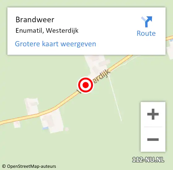 Locatie op kaart van de 112 melding: Brandweer Enumatil, Westerdijk op 22 januari 2019 08:35