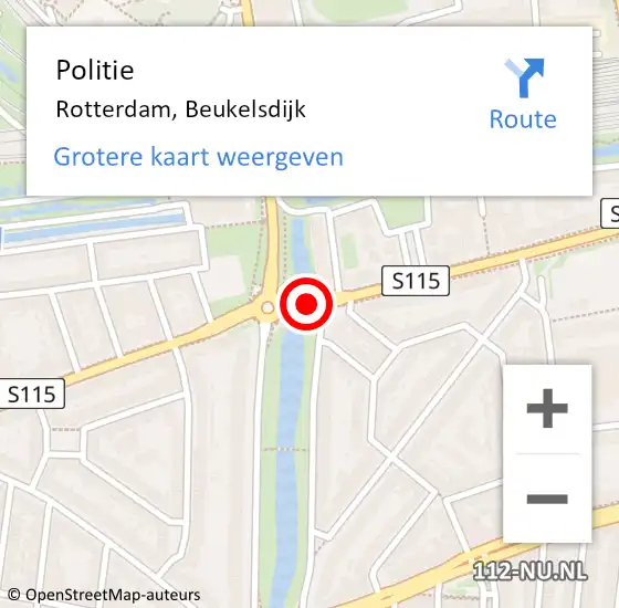 Locatie op kaart van de 112 melding: Politie Rotterdam, Beukelsdijk op 22 januari 2019 09:39