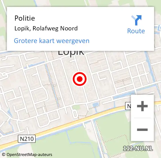 Locatie op kaart van de 112 melding: Politie Lopik, Rolafweg Noord op 22 januari 2019 09:48