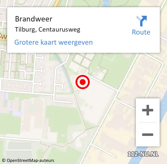 Locatie op kaart van de 112 melding: Brandweer Tilburg, Centaurusweg op 22 januari 2019 13:05