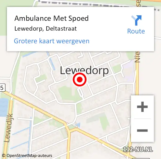 Locatie op kaart van de 112 melding: Ambulance Met Spoed Naar Lewedorp, Deltastraat op 22 januari 2019 13:49