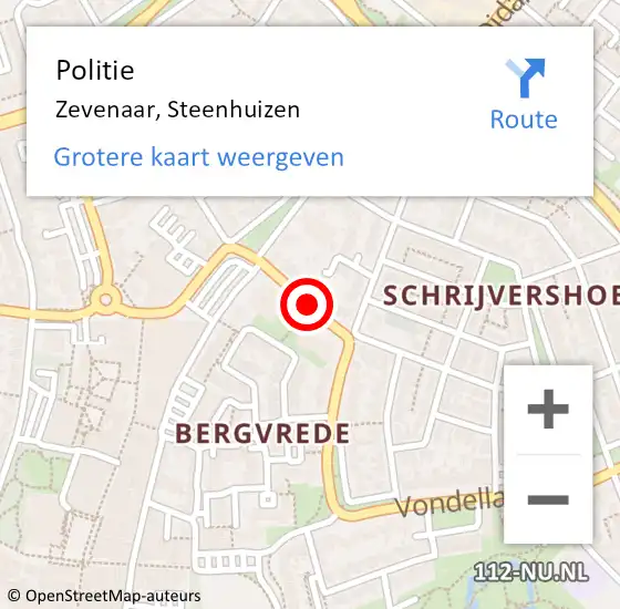 Locatie op kaart van de 112 melding: Politie Zevenaar, Steenhuizen op 22 januari 2019 15:55