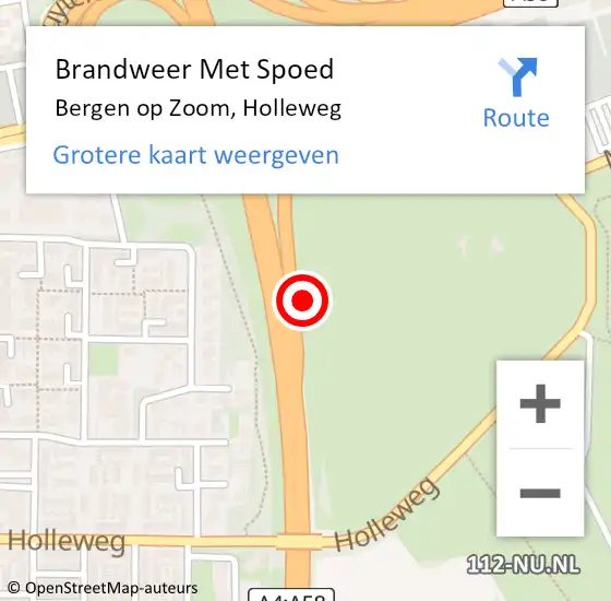 Locatie op kaart van de 112 melding: Brandweer Met Spoed Naar Bergen op Zoom, Holleweg op 22 januari 2019 18:22