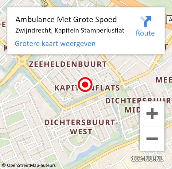 Locatie op kaart van de 112 melding: Ambulance Met Grote Spoed Naar Zwijndrecht, Kapitein Stamperiusflat op 22 januari 2019 18:23