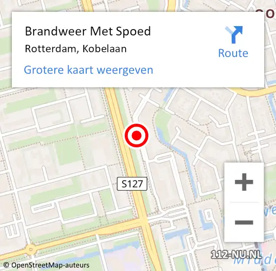 Locatie op kaart van de 112 melding: Brandweer Met Spoed Naar Rotterdam, Kobelaan op 22 januari 2019 18:29