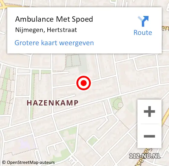 Locatie op kaart van de 112 melding: Ambulance Met Spoed Naar Nijmegen, Hertstraat op 22 januari 2019 18:30